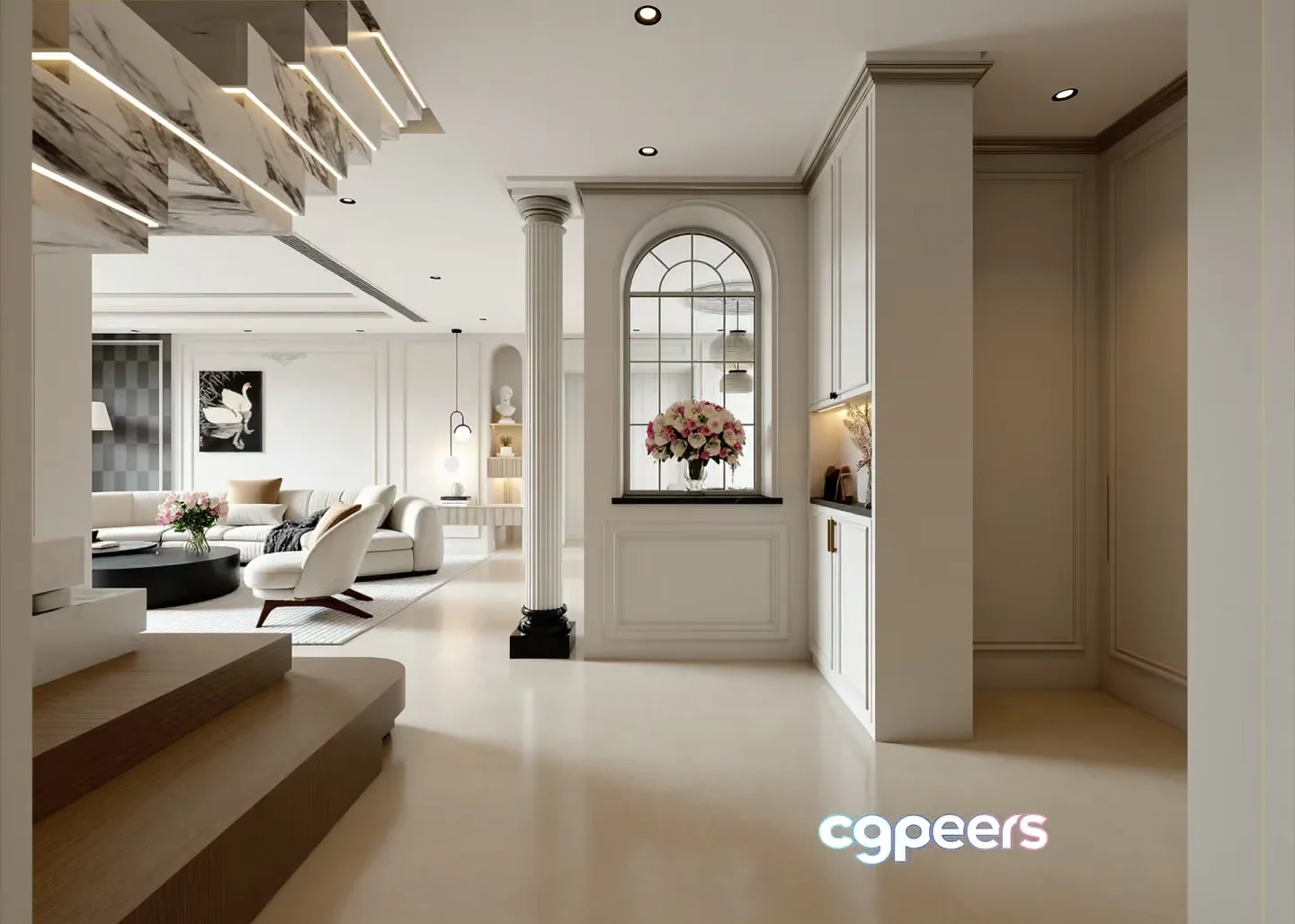 Luxurious Living Room 3D Model – 7195 – VRAY Render
