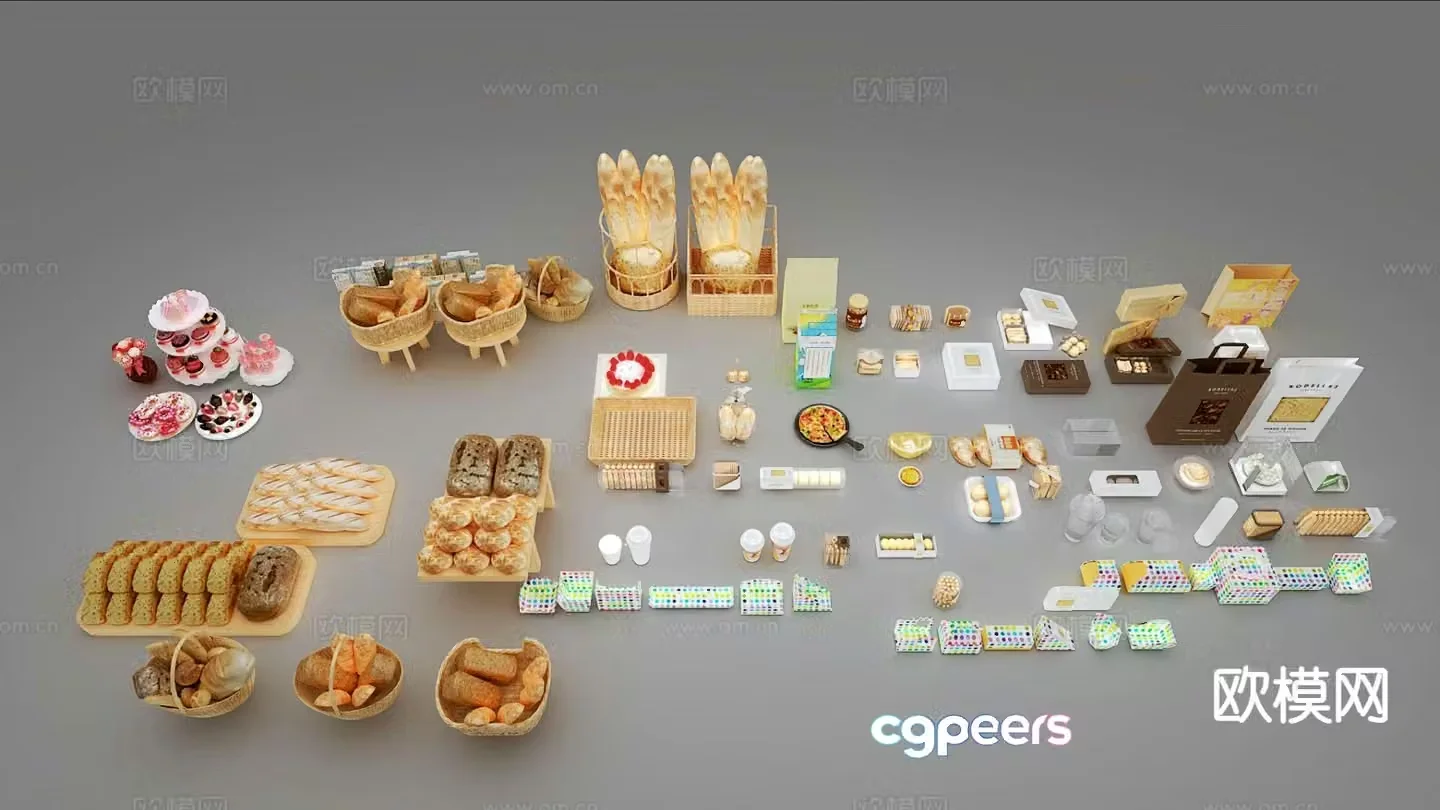 Pastry Bread Cake Tote Bag 3D Model