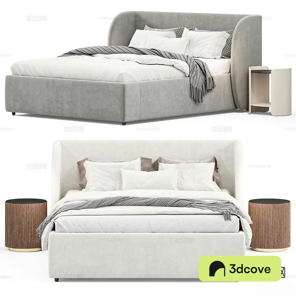 Modern double bed 3d model