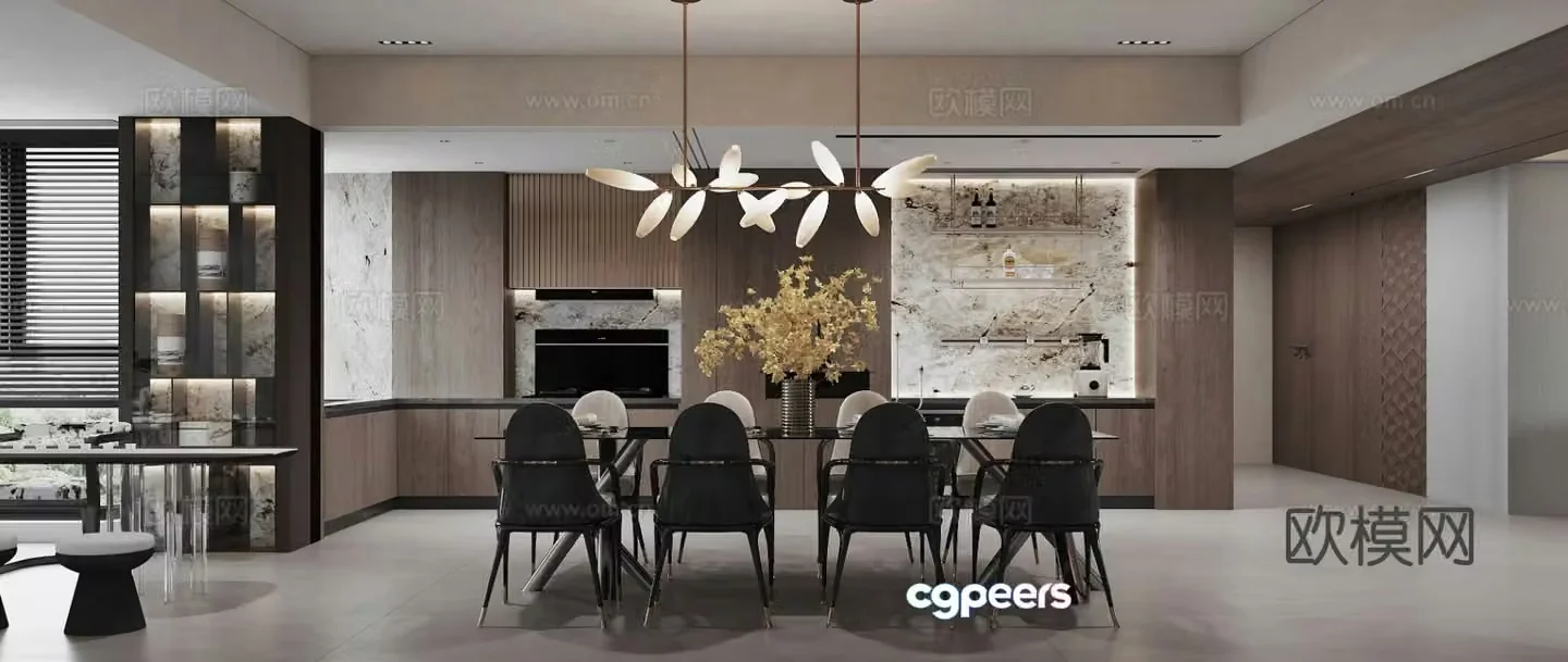 Italian restaurant open kitchen western kitchen 3d model