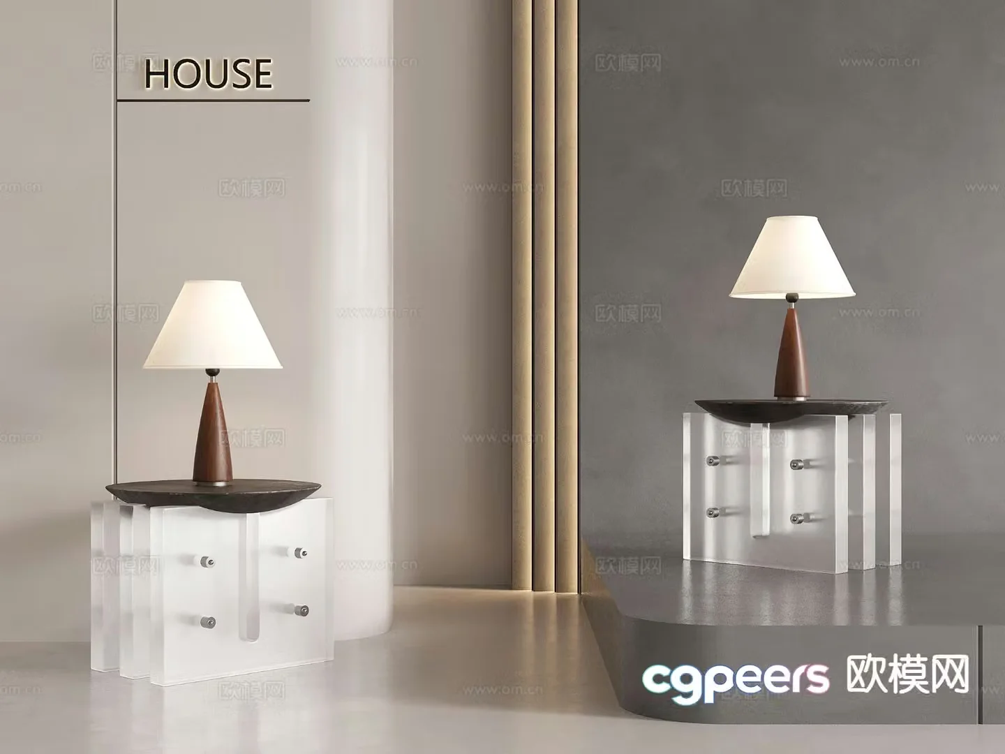 Medieval corner table acrylic side table table table 3D model