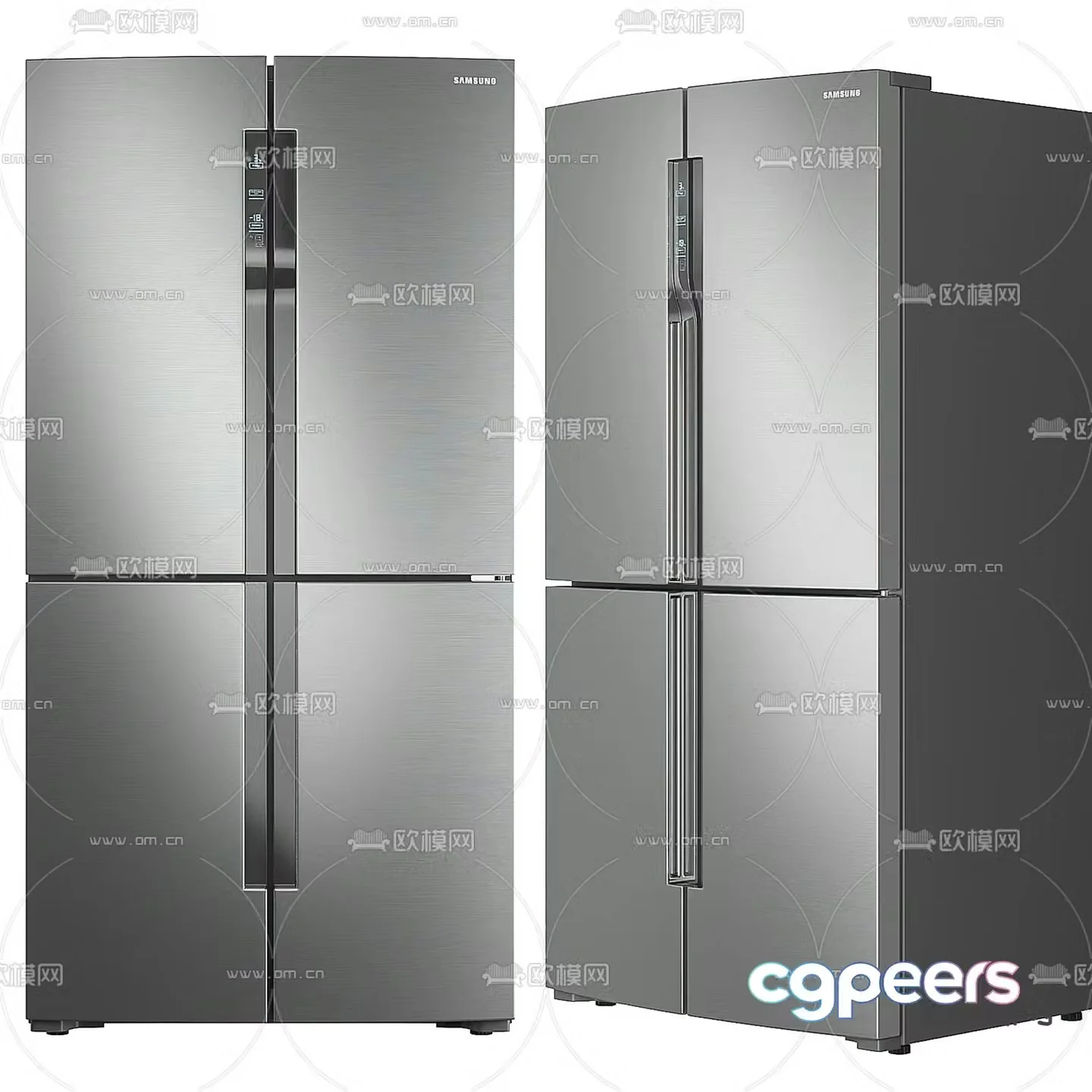 Double door refrigerator freezer 3d model