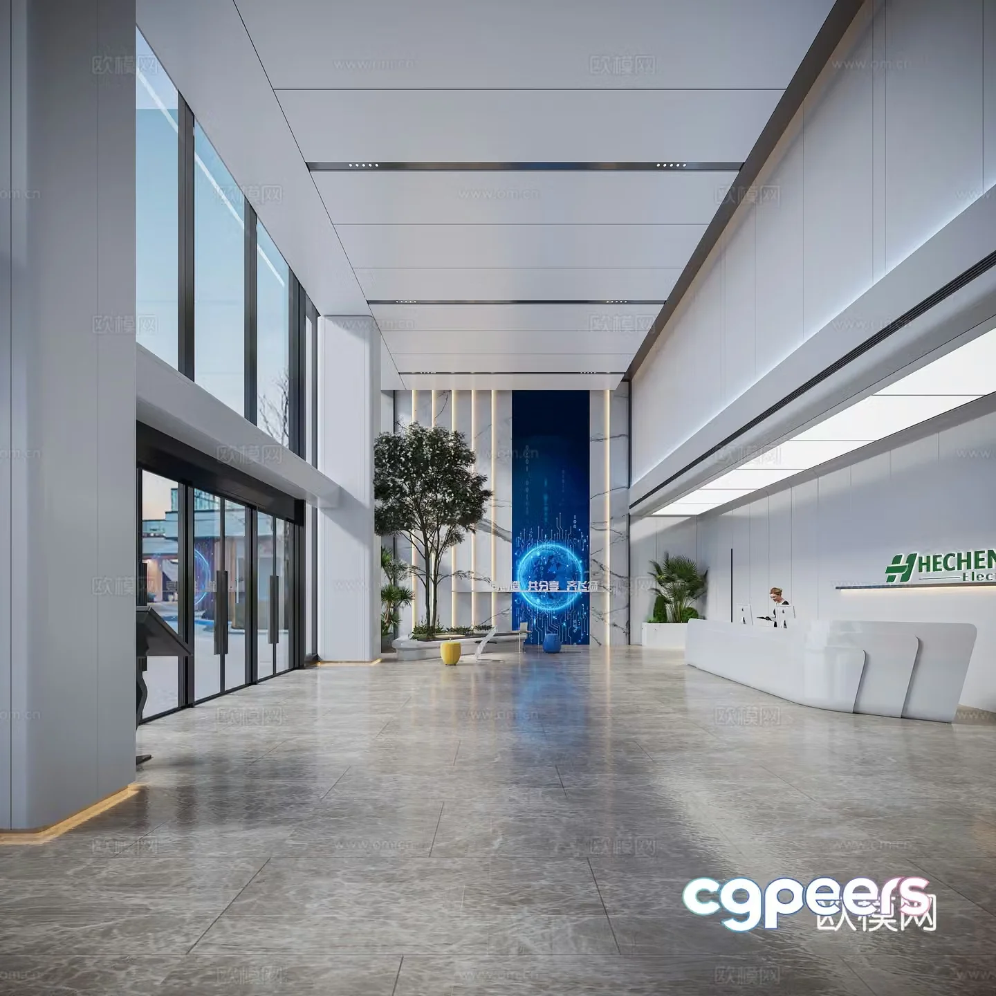 Modern company lobby 3d model