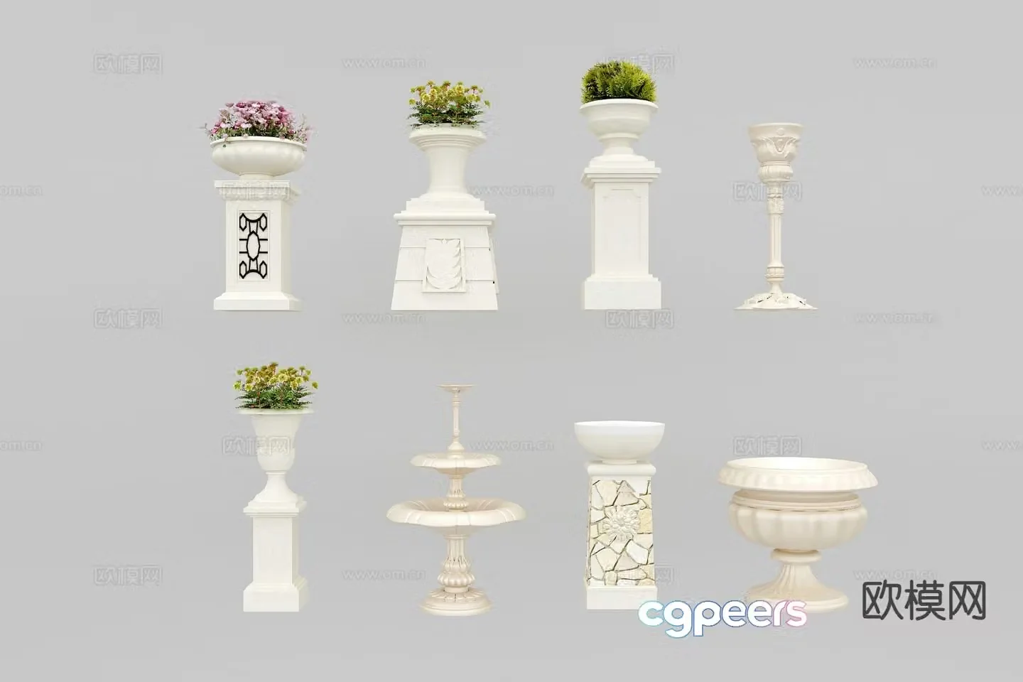 Simple European flower bowl flower bed 3D model
