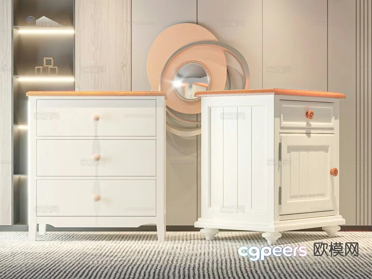 Simple European bedside table 3d model