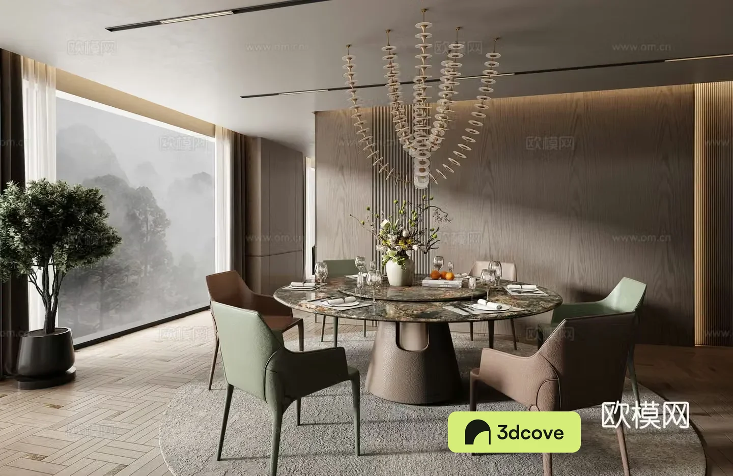 Minotti modern dining table and chair combination