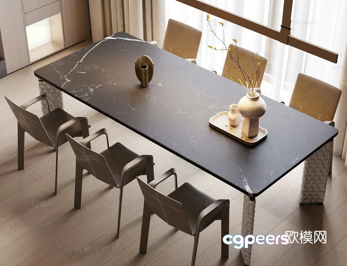 Modern Italian dining table and chair 3d model