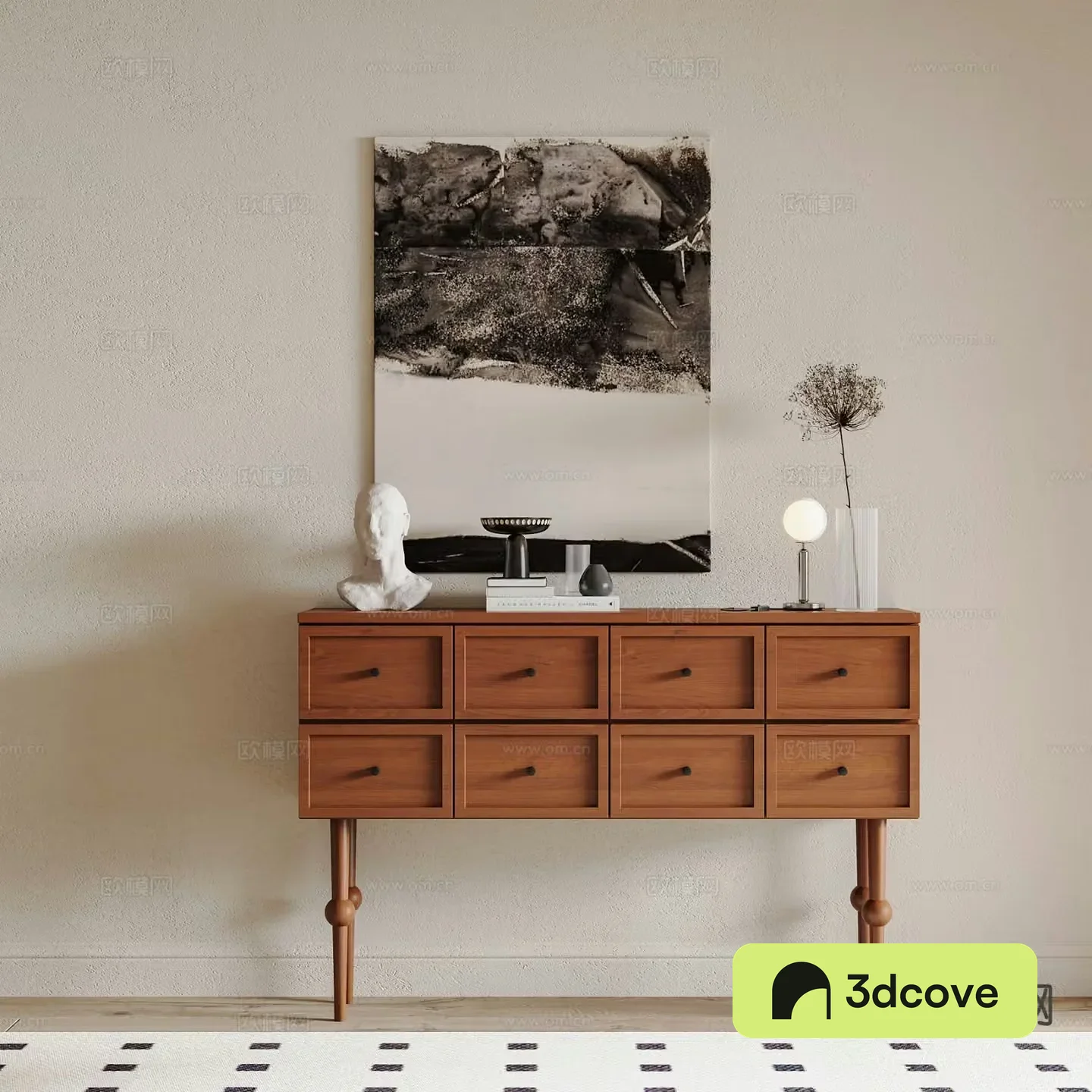 Medieval style entrance cabinet Duanjing cabinet 3D model