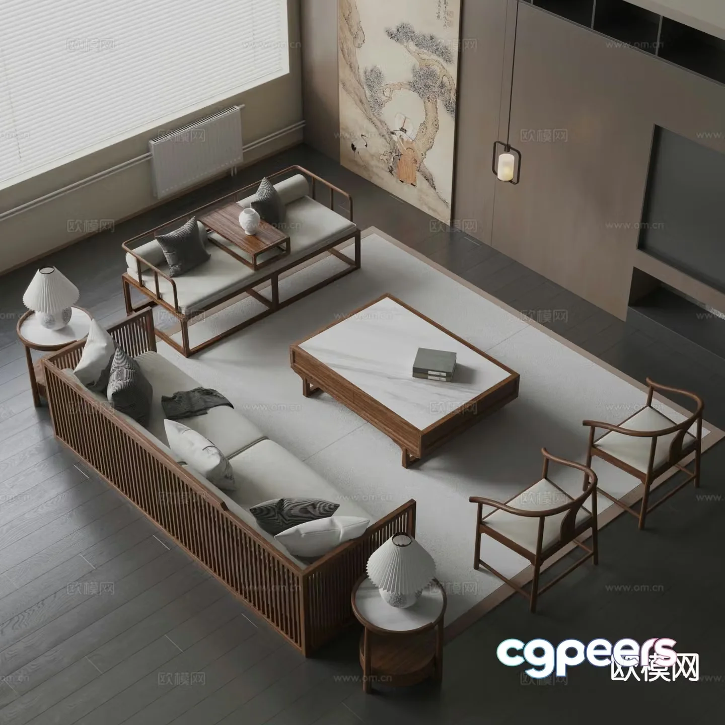 New Chinese style modular sofa 3d model
