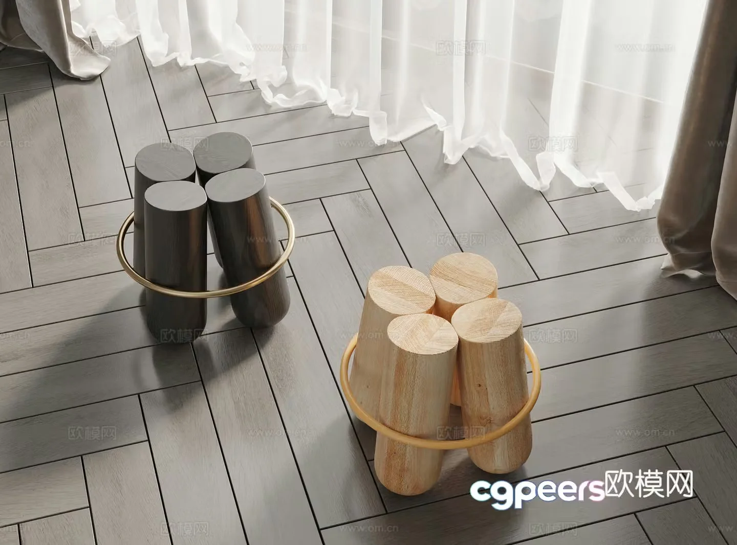 Modern minimalist side table_side table_angle table_round side table 3D model