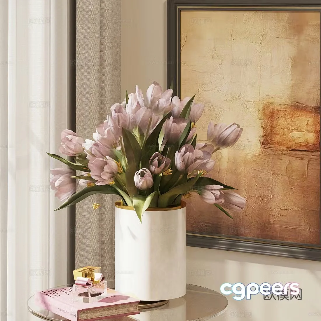 Modern flower art ornaments flower arrangement flower art green plants tulip flower art 3D model