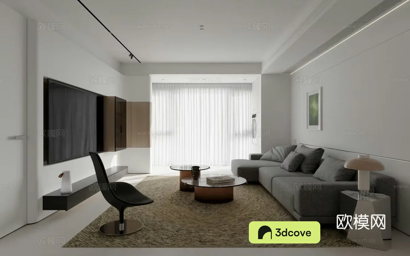 Modern living and dining room sofa coffee table carpet dining table