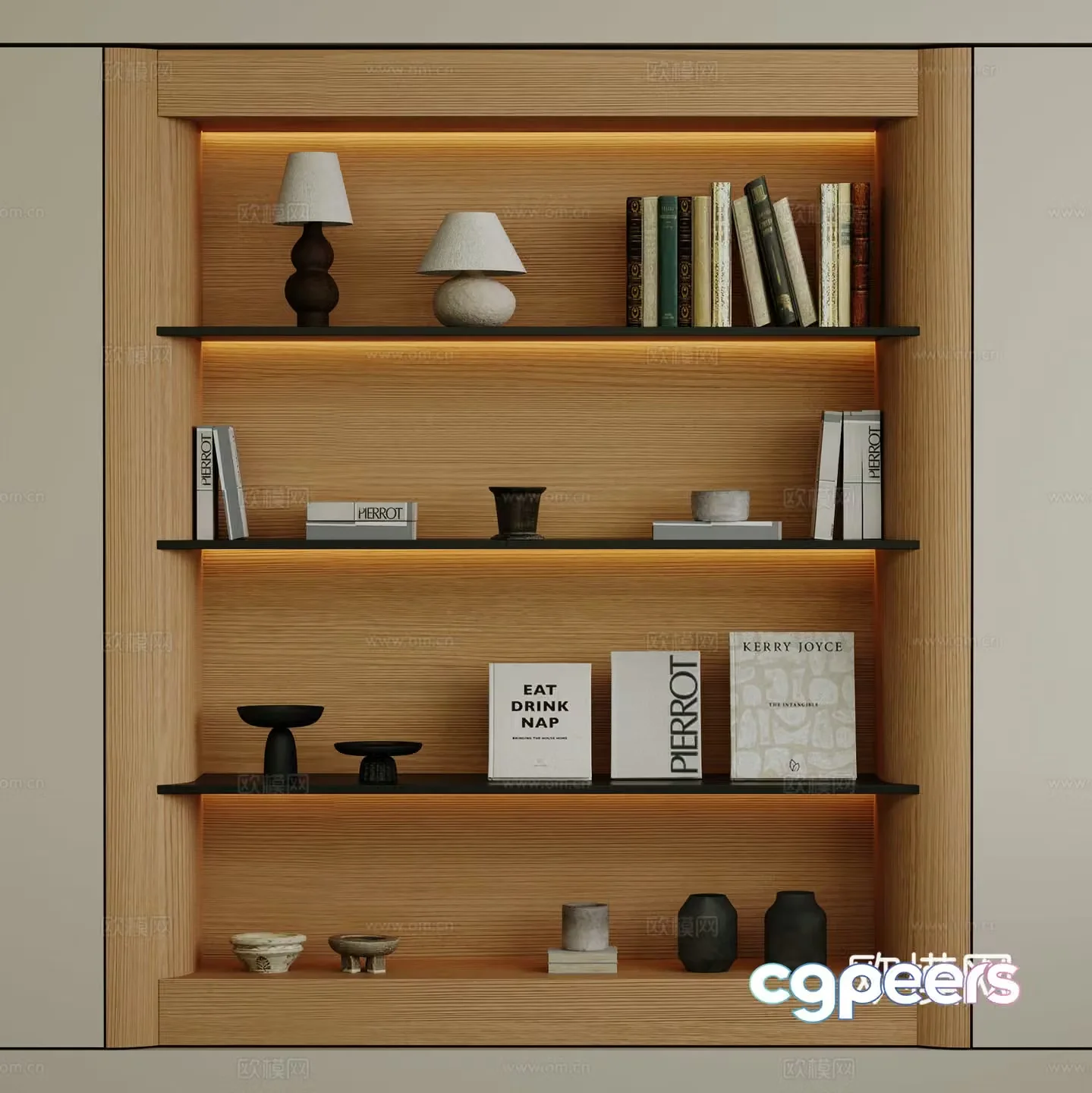 Modern bookcase ornament 3d model