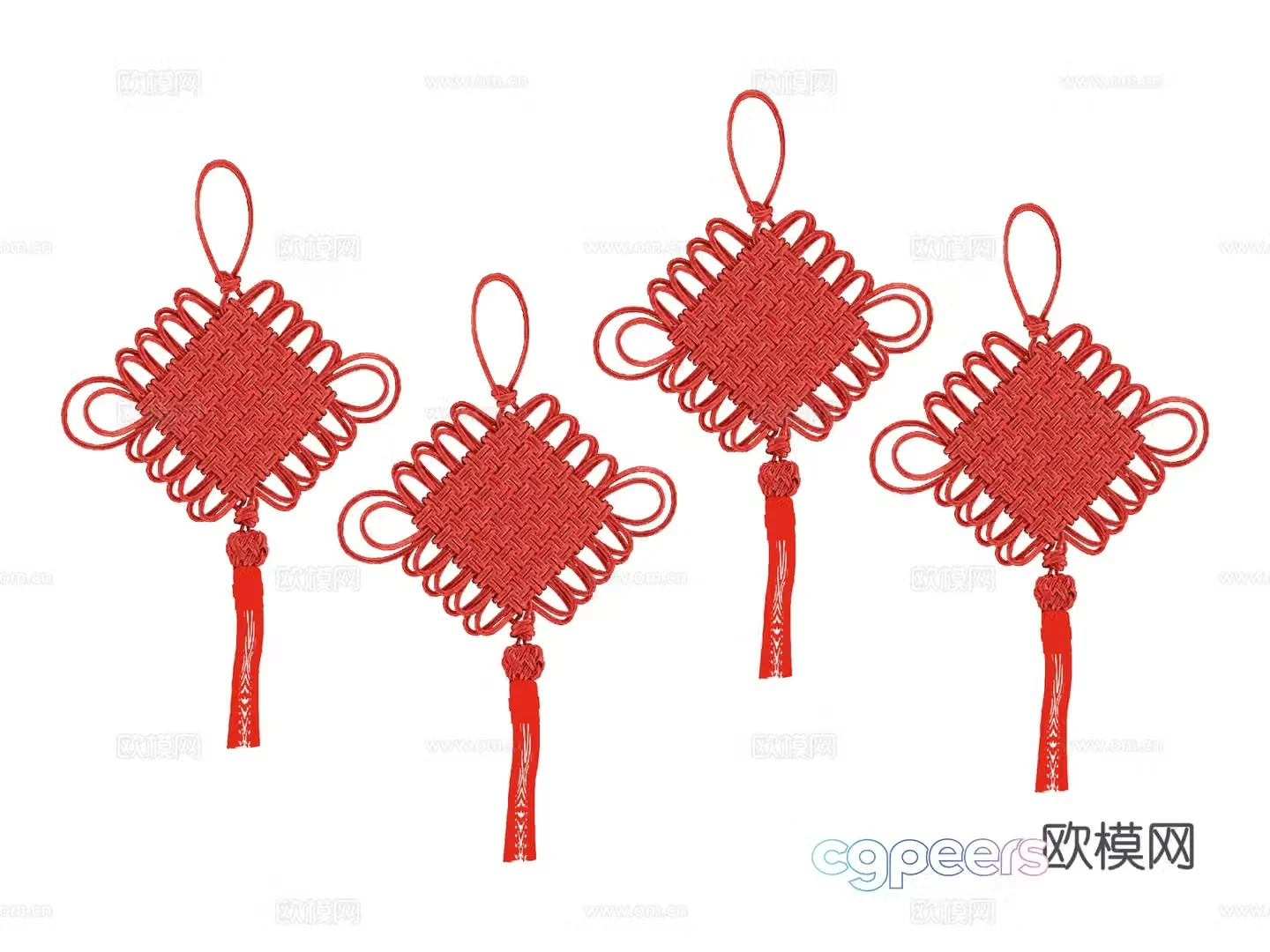 Pendant red Chinese knot 3d model