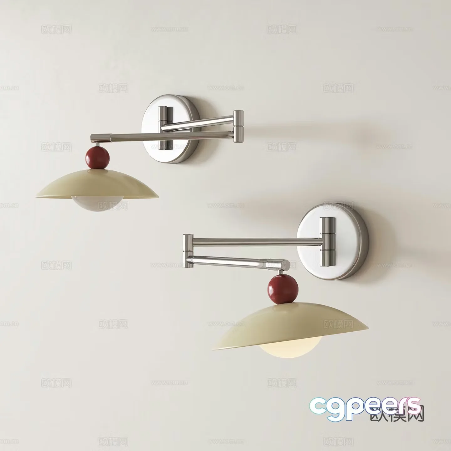 Cream style swing arm wall lamp 3d model