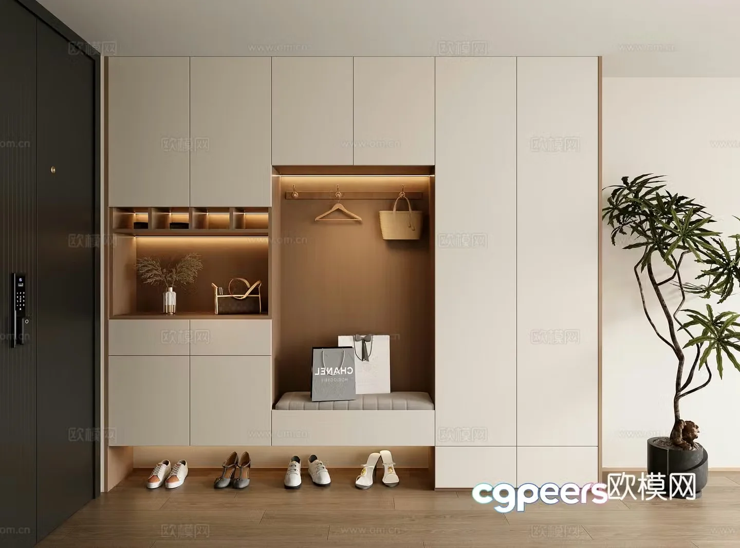 Modern cream style shoe cabinet entrance shoe cabinet decorative shoe cabinet partition shoe cabinet 3D model