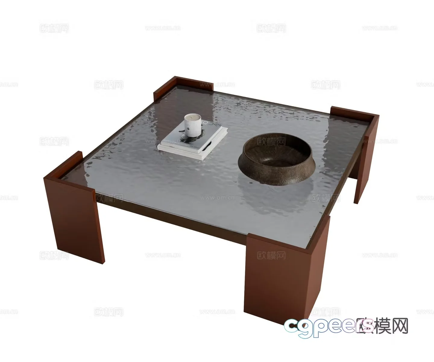 Square coffee table water ripple coffee table 3d model