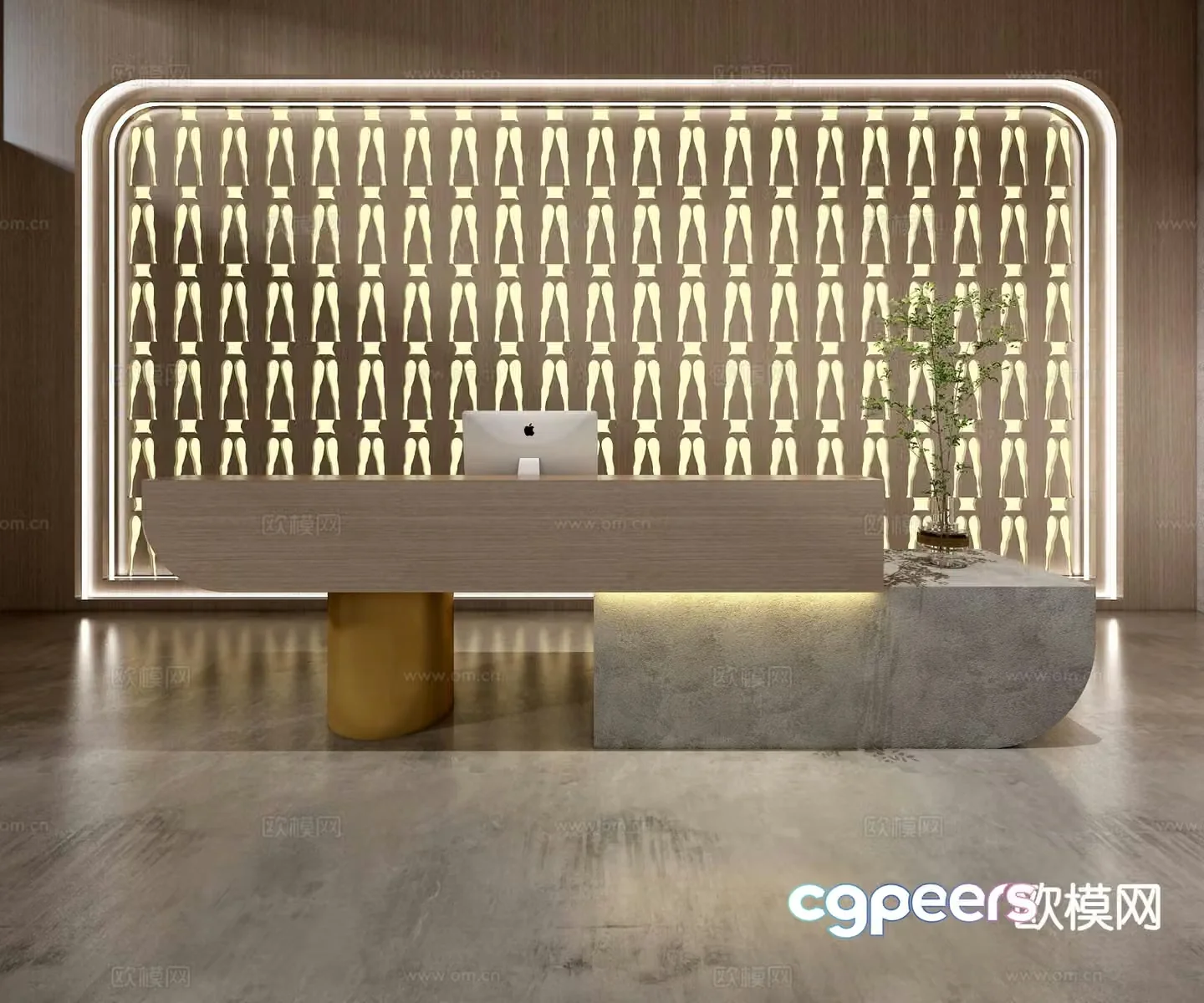 Modern front desk reception desk 3d model