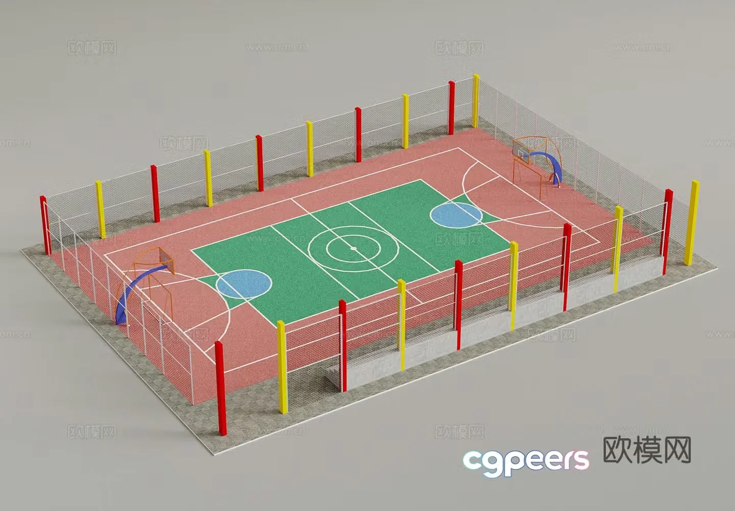 Modern basketball court 3d model