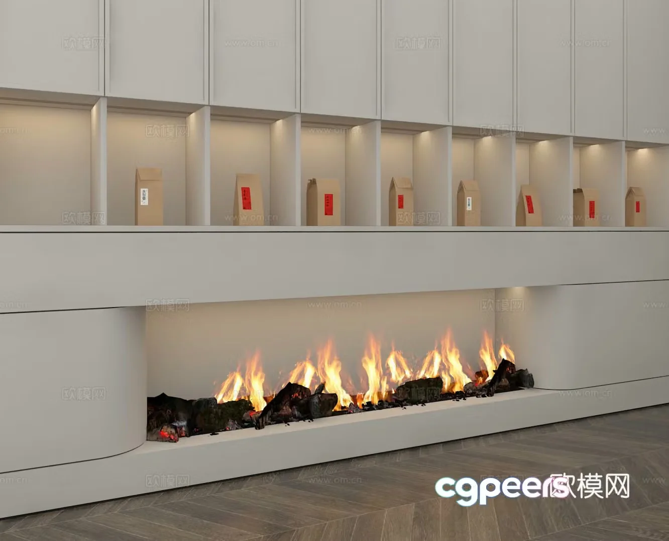 Modern electronic fireplace 3d model