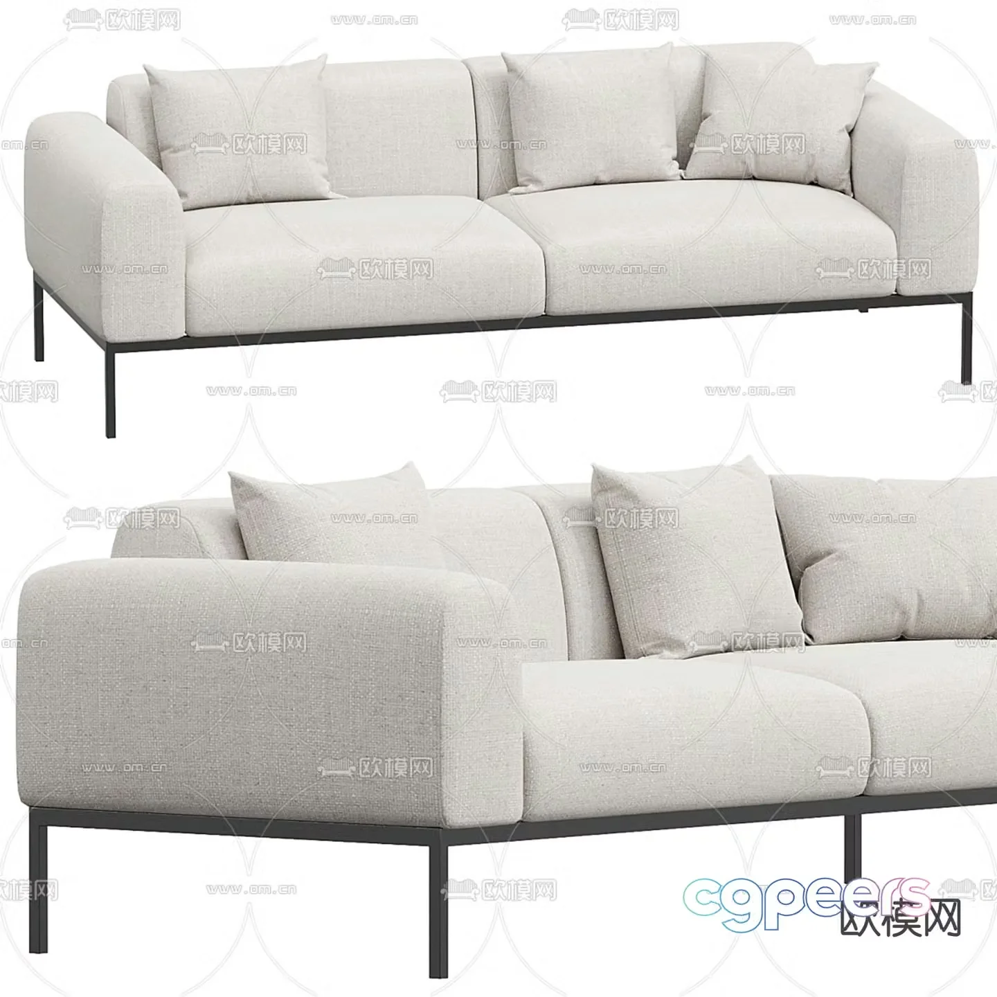 Double sofa upholstered sofa 3d model
