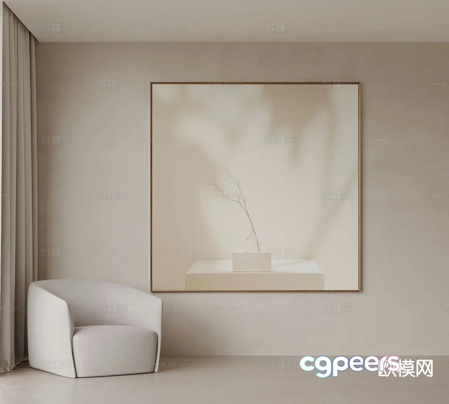 Cream style art painting texture painting decorative painting 3d model