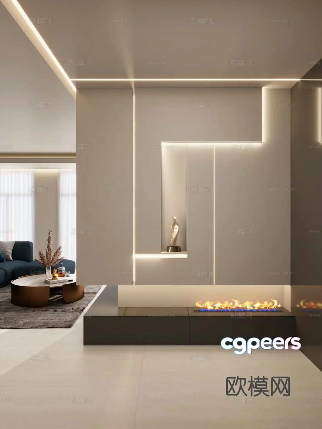 Cream style entrance aisle partition cabinet 3D model