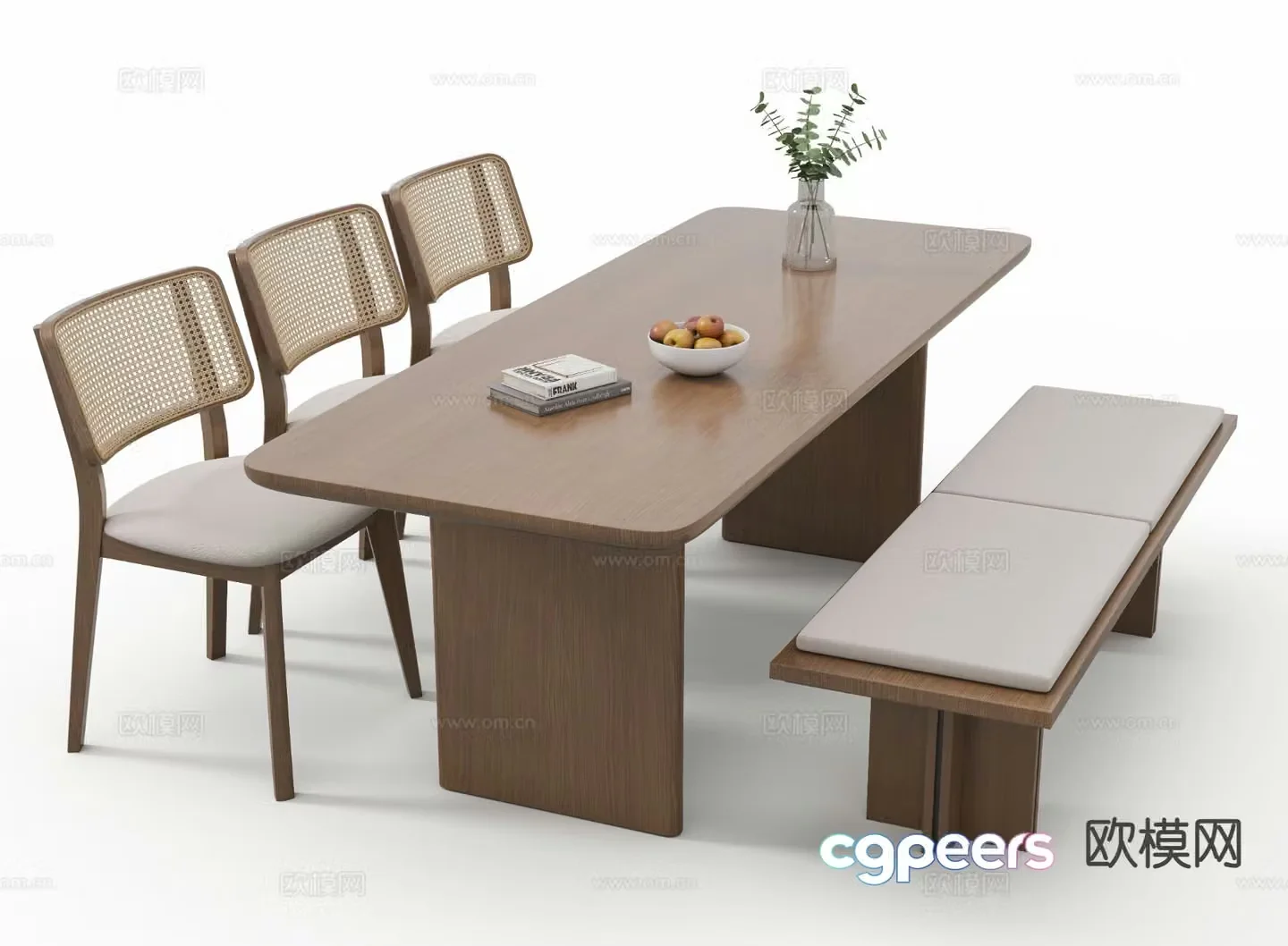 Medieval style dining table and chairs bar dining table 3D model