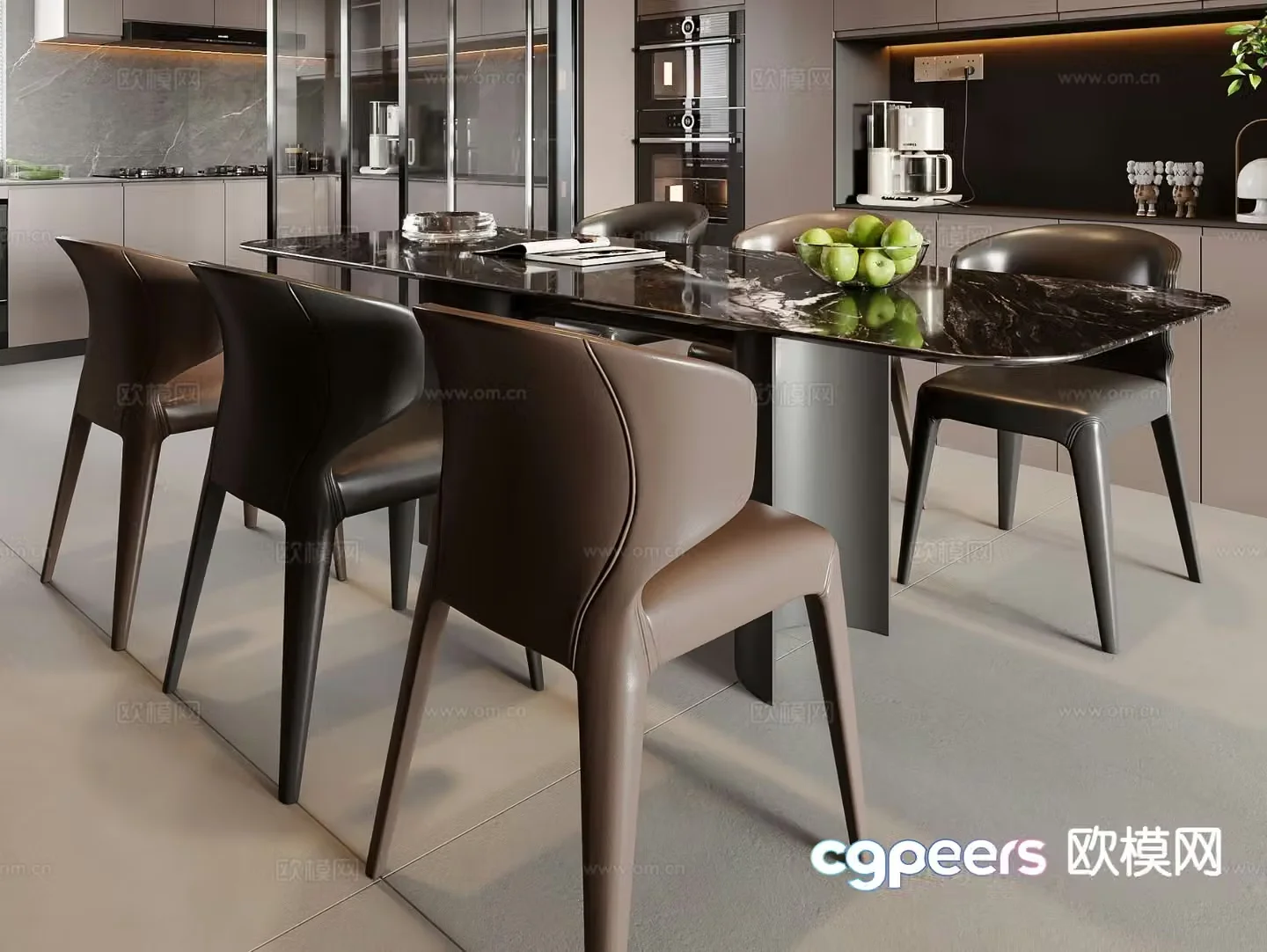 Italian dining table and chairs 3d model