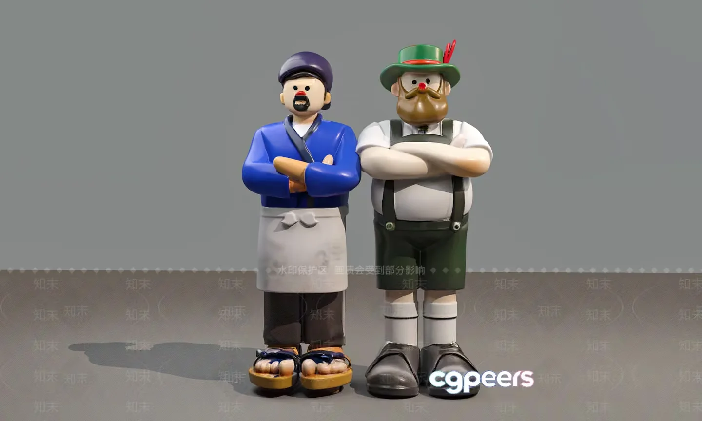 Two Cartoon Men 3D Model – 2333 – VRAY Render