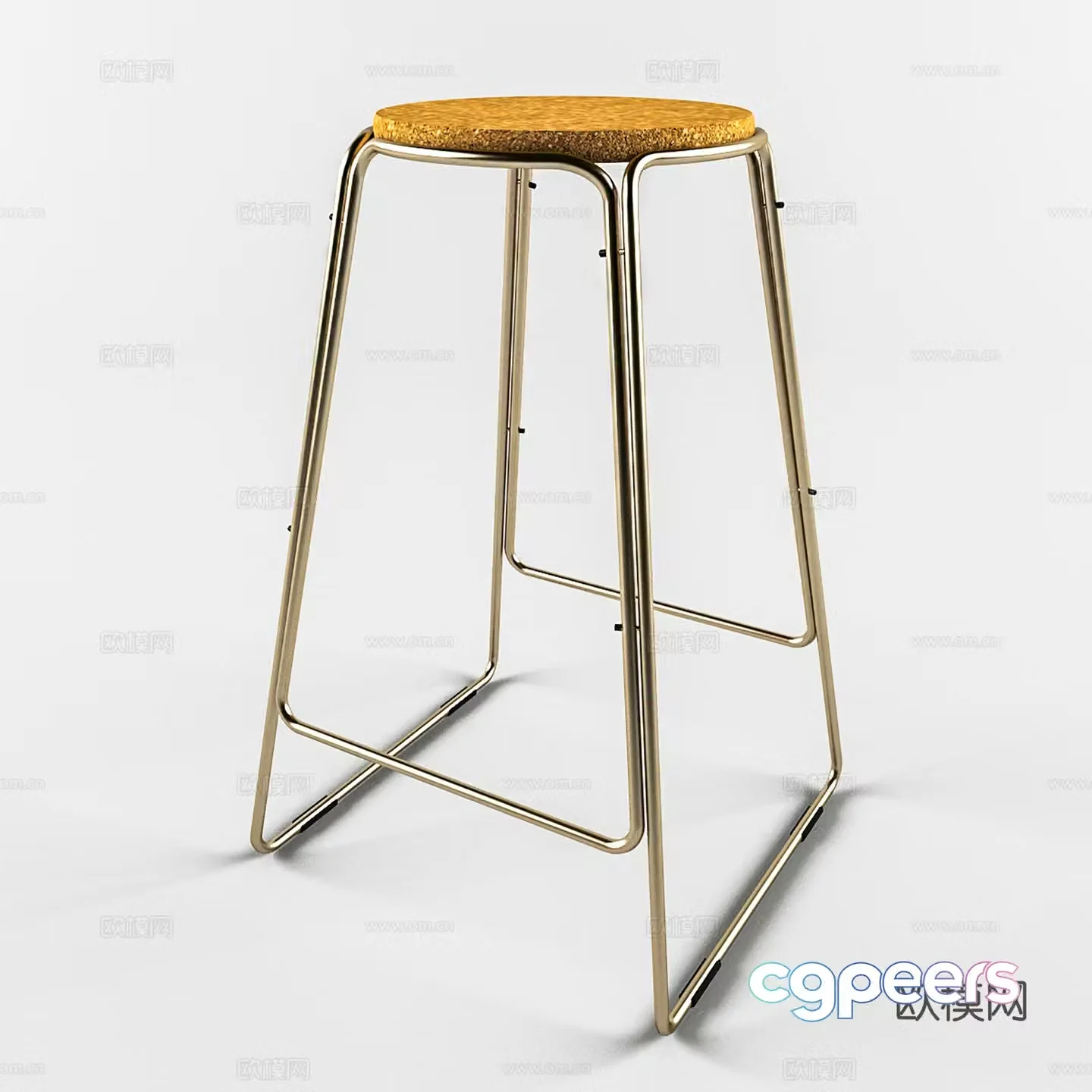 Modern bar chair Wrought iron bar chair Cafe restaurant bar chair 3d model
