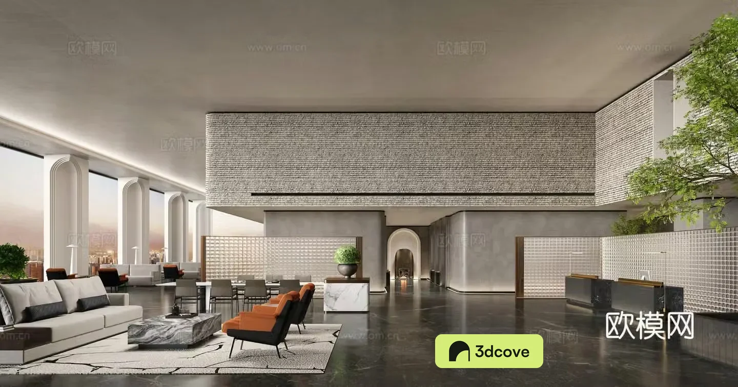 Modern club hall reception office Club lounge area Hotel negotiation area
