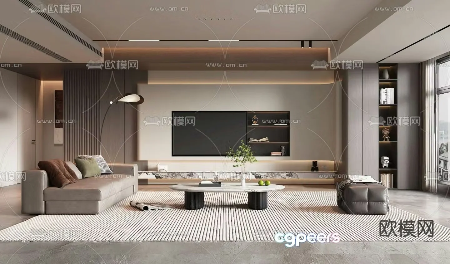 Modern living room TV background 3d model
