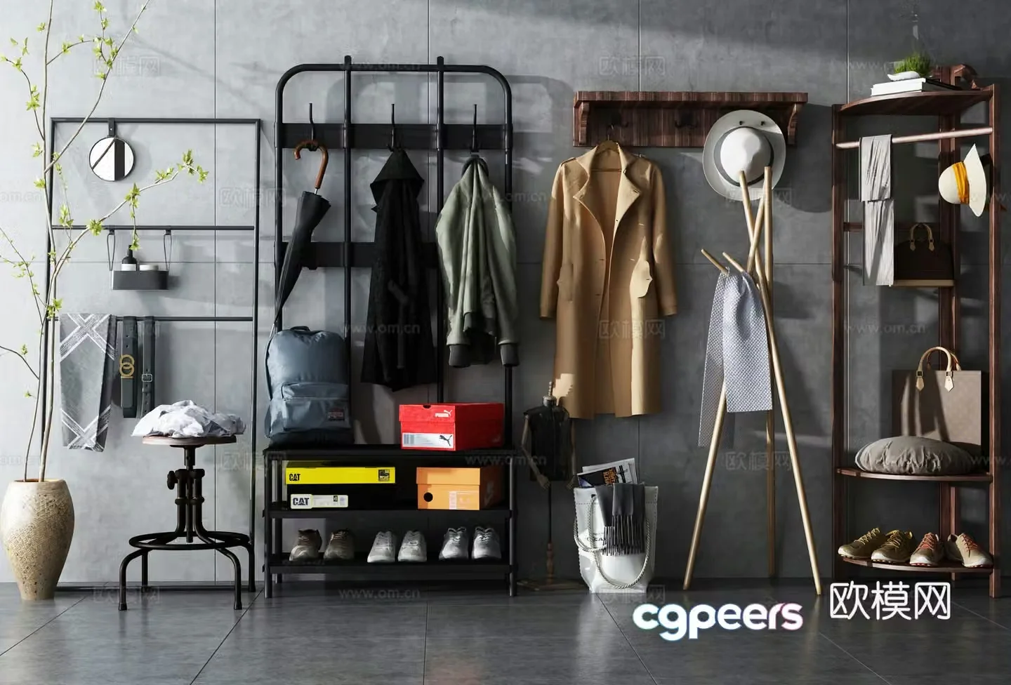 Nordic clothes hanger combination 3D model