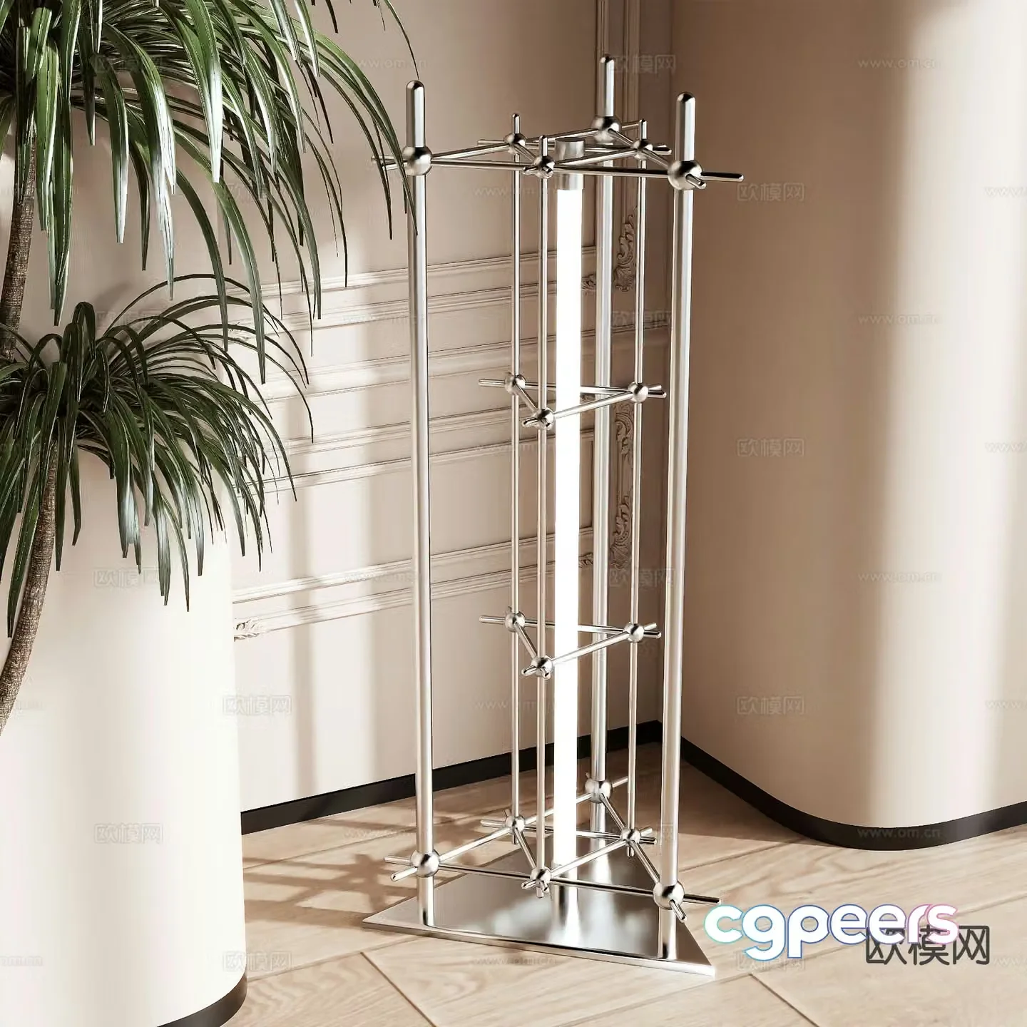 Stainless steel floor lamp 3d model