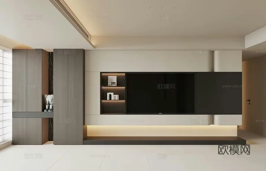 Modern Tv Entertainment Center 3D Model – 7216 – CORONA Render