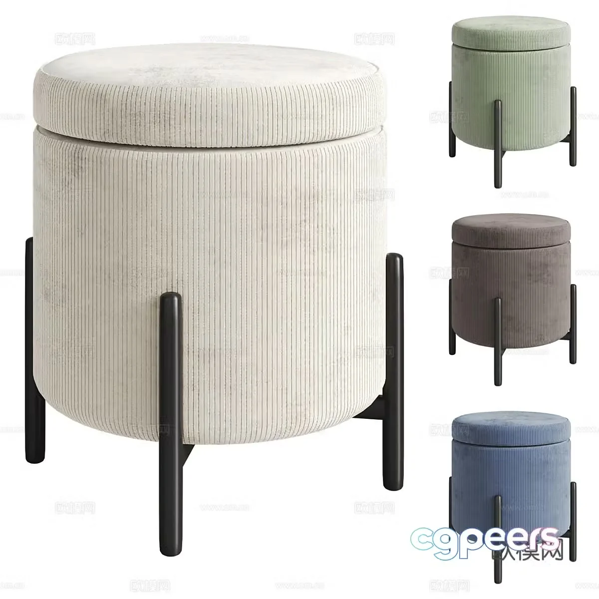Round stool fabric stool 3D model