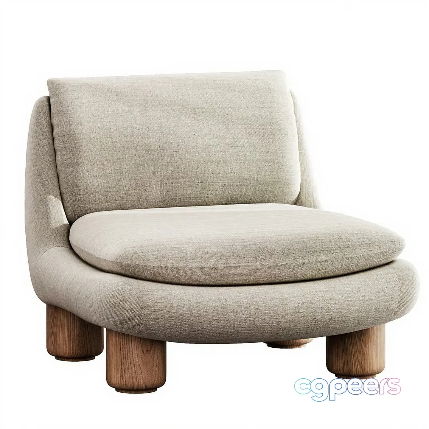 Wooden Chair With Beige Upholstery 3D Model – 13175 – CORONA Render