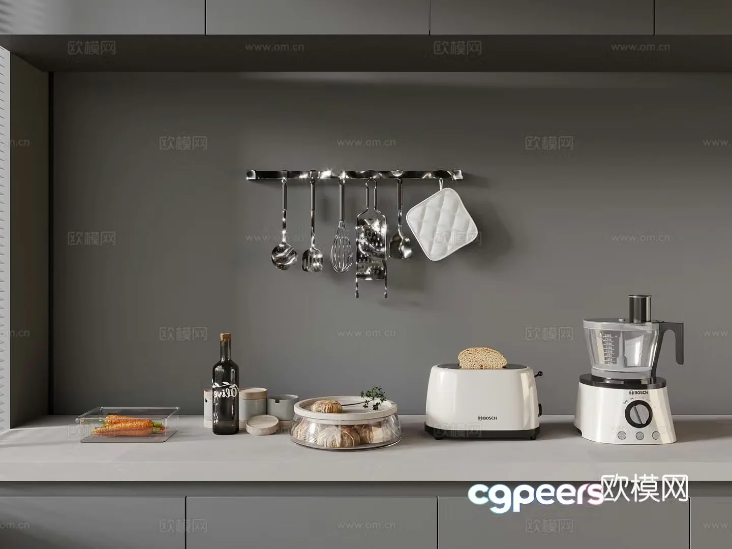 Modern kitchen appliances Daily appliances Coffee machine Bread machine Kitchen supplies 3D model