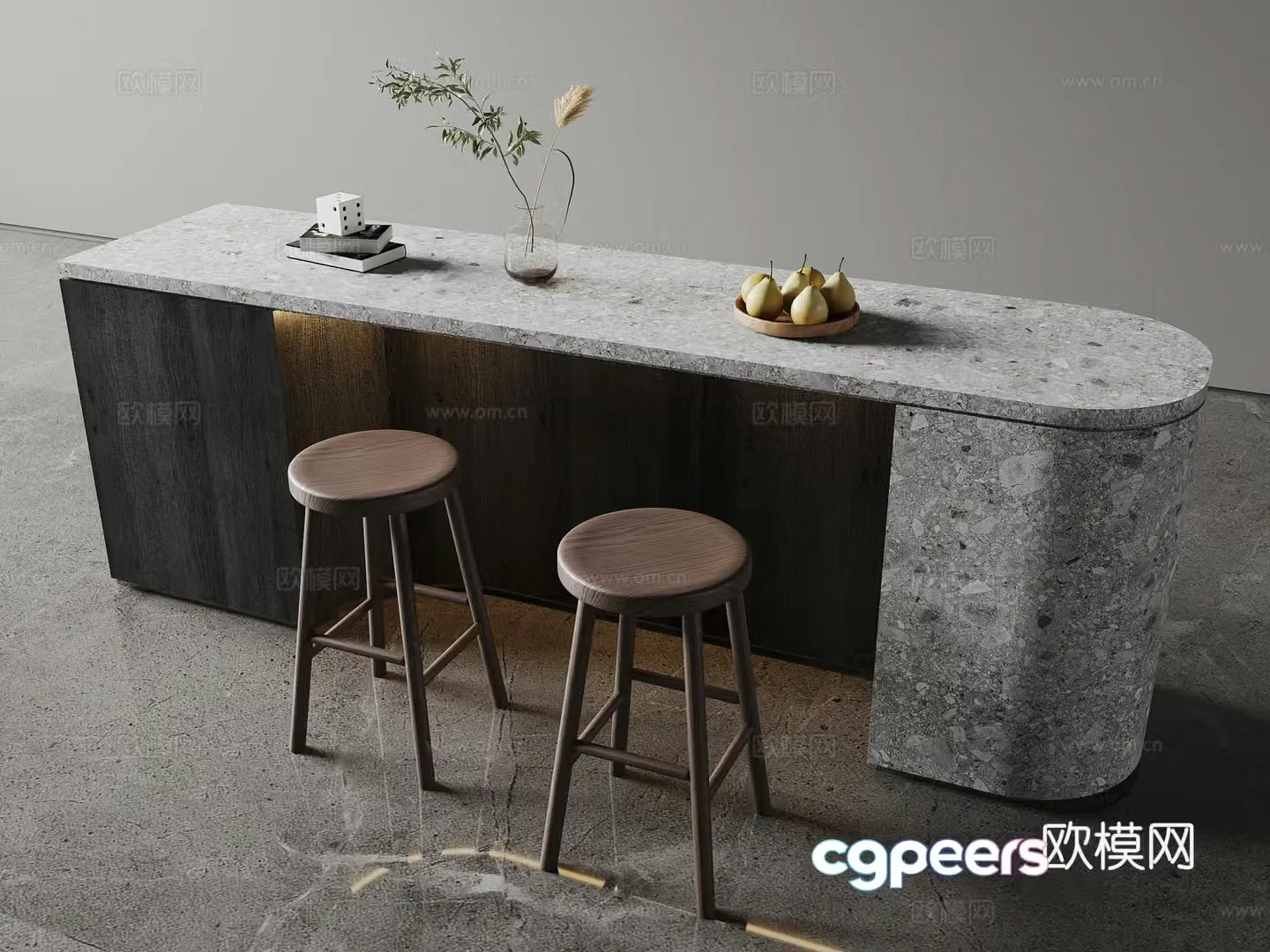 Modern water bar bar stool jewelry ornaments fruit plate plant 3d model