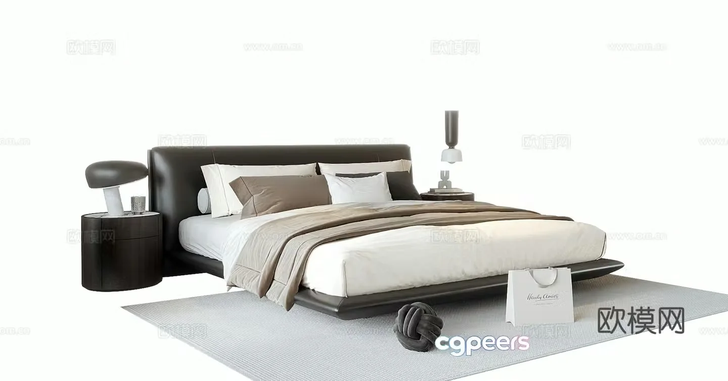 Modern double bed 3d model