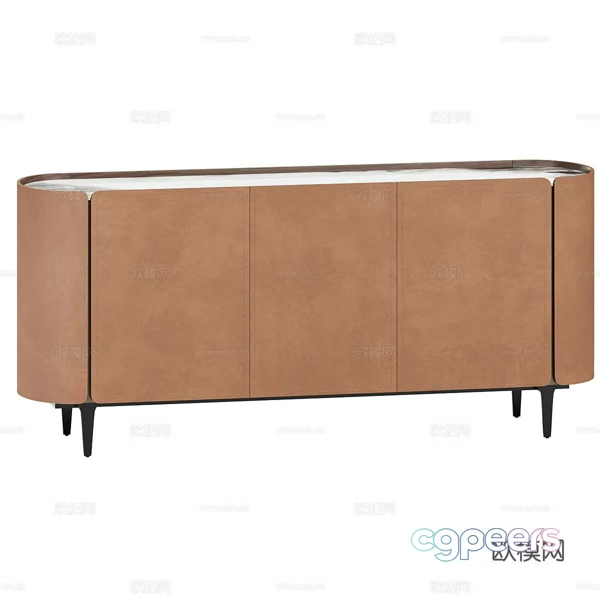 Modern light luxury leather TV cabinet 3D model
