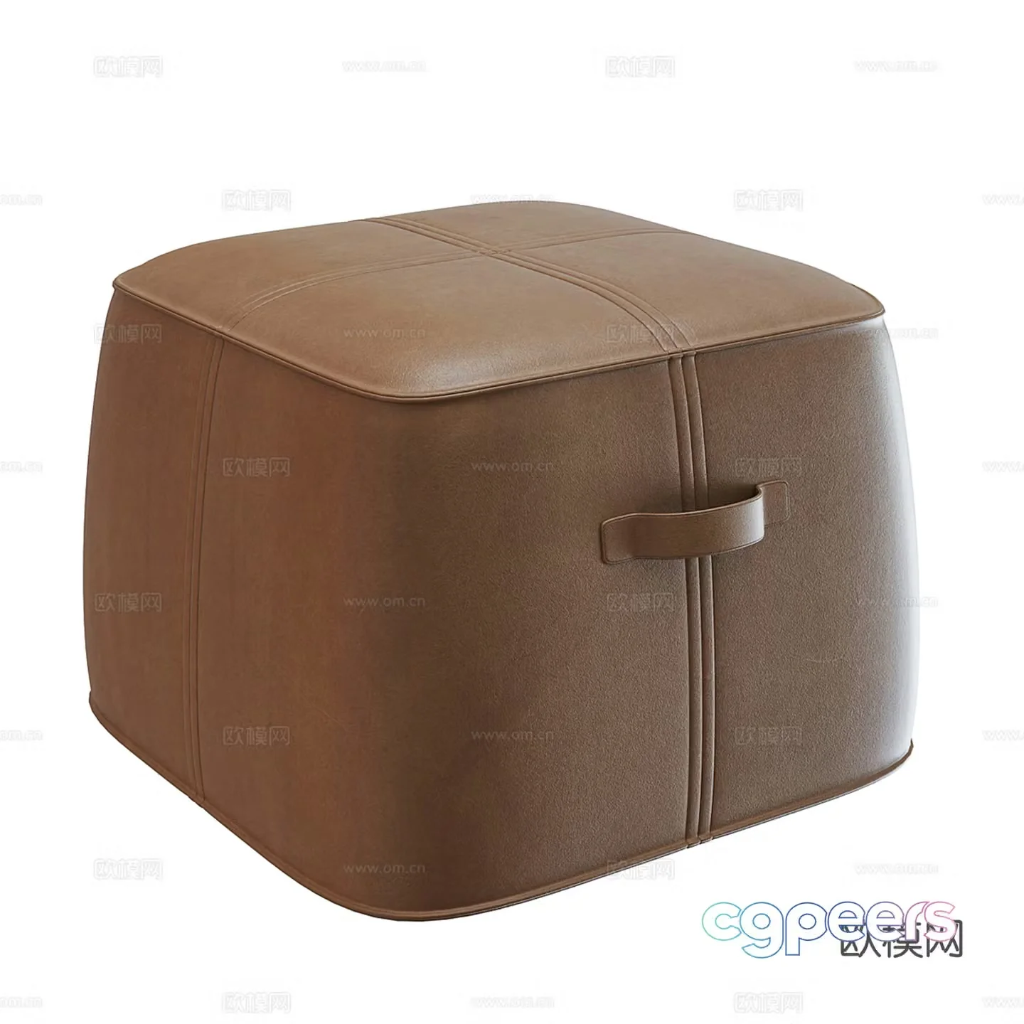 Modern leather sofa stool 3d model