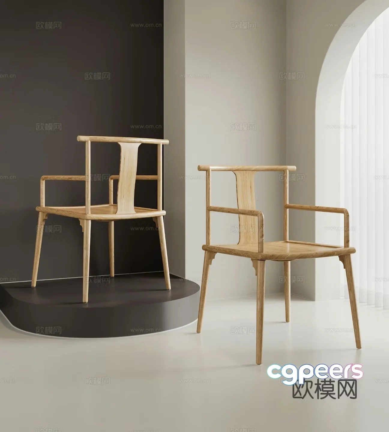 New Chinese style chair Taishi chair 3d model
