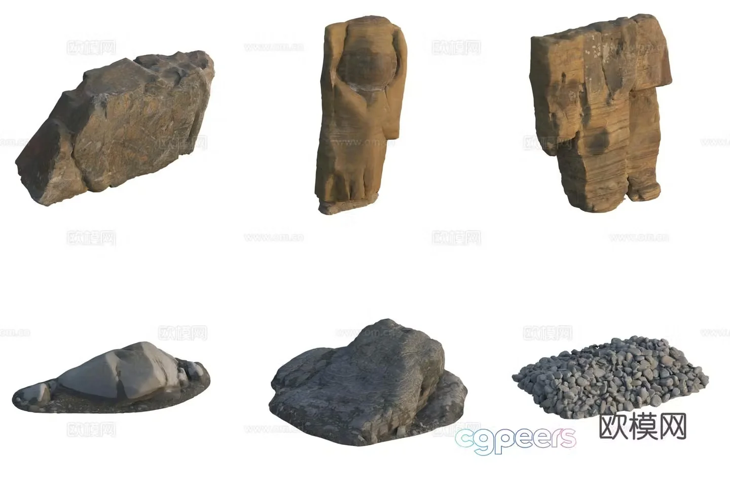 Beach beach stone rock pebbles 3d model