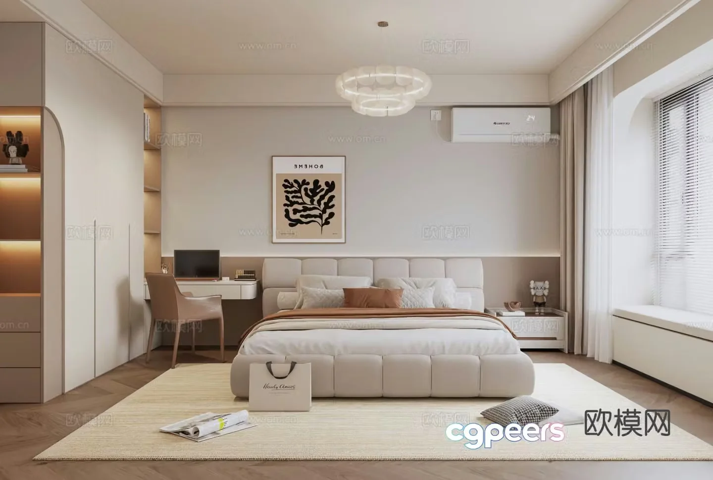 Cream style bedroom master bedroom 3d model