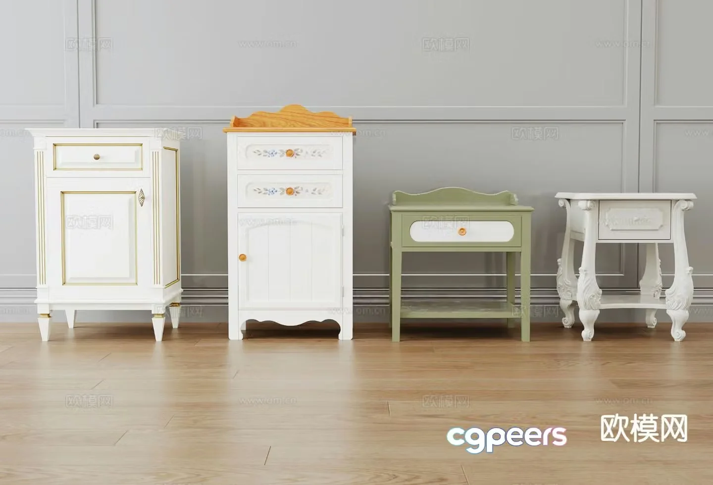 Simple European bedside table 3d model