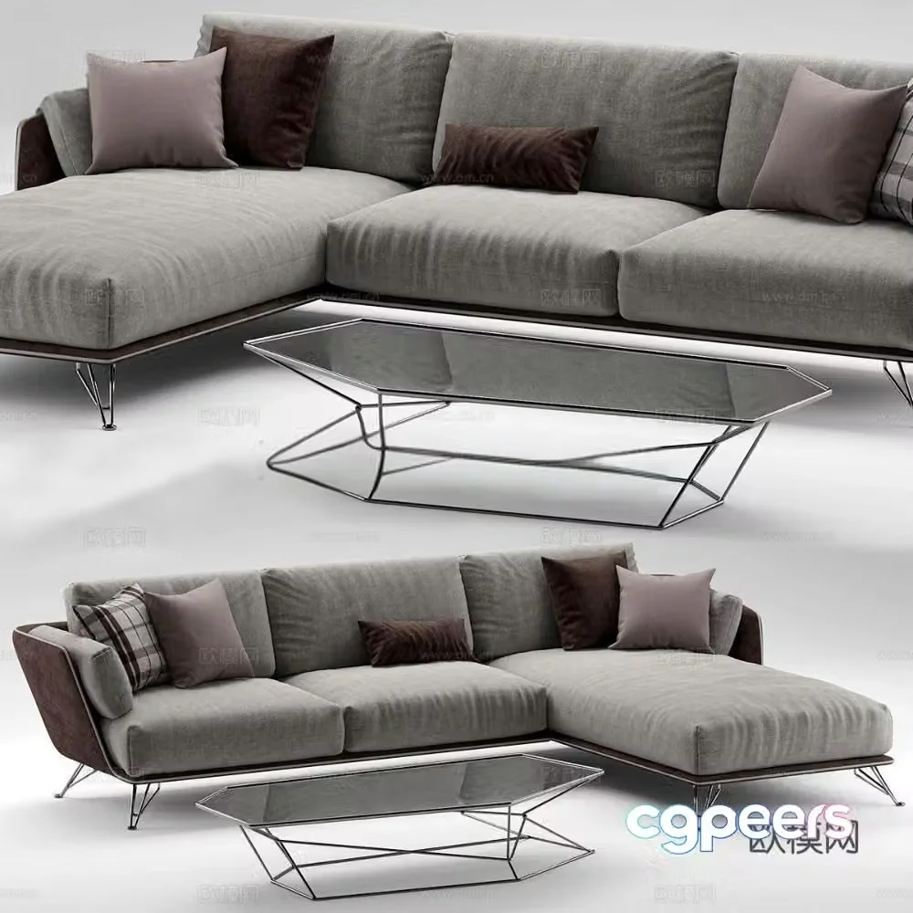 Corner sofa multi-person sofa 3d model