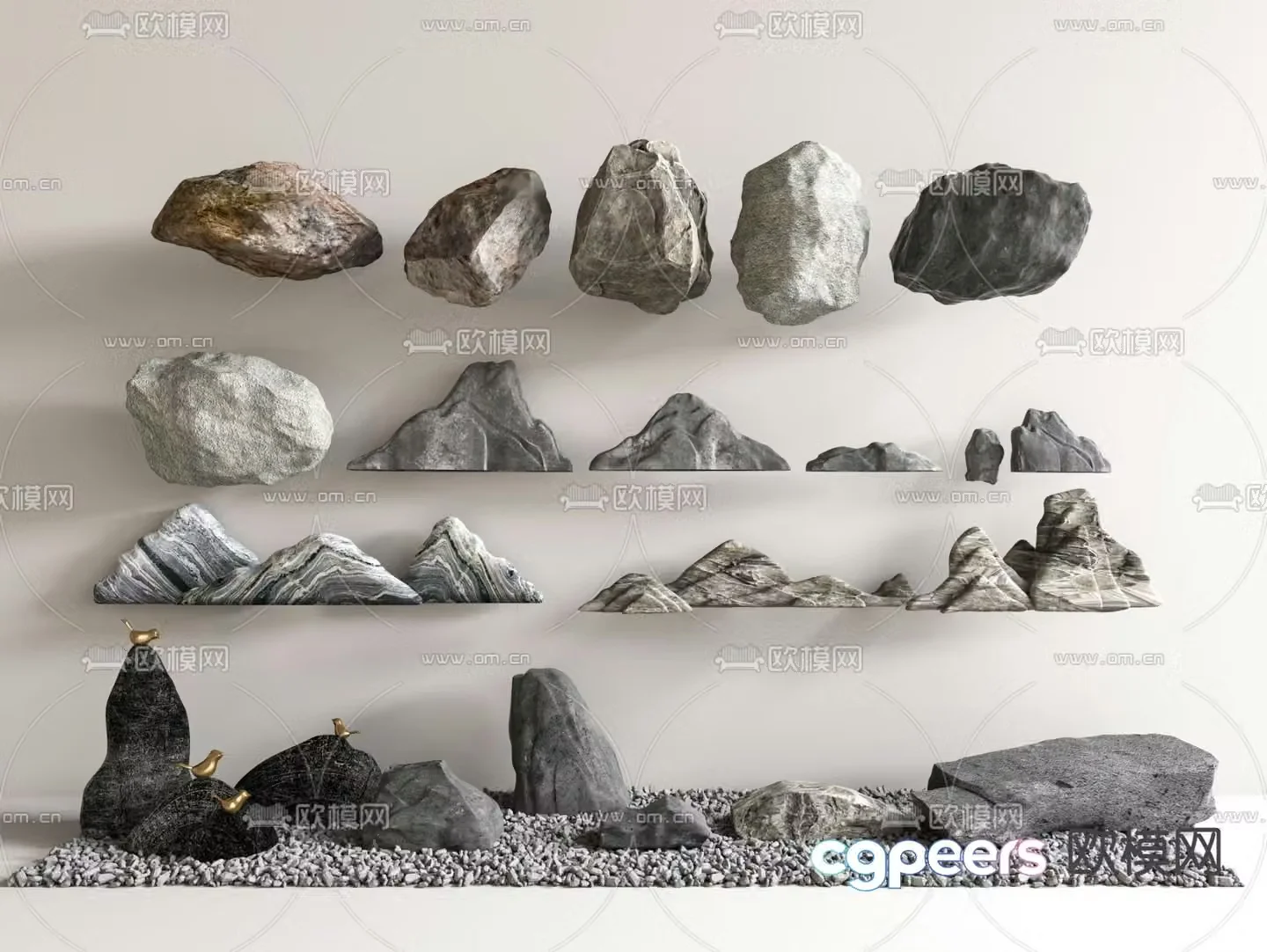 Modern rockery stone landscape stone 3d model