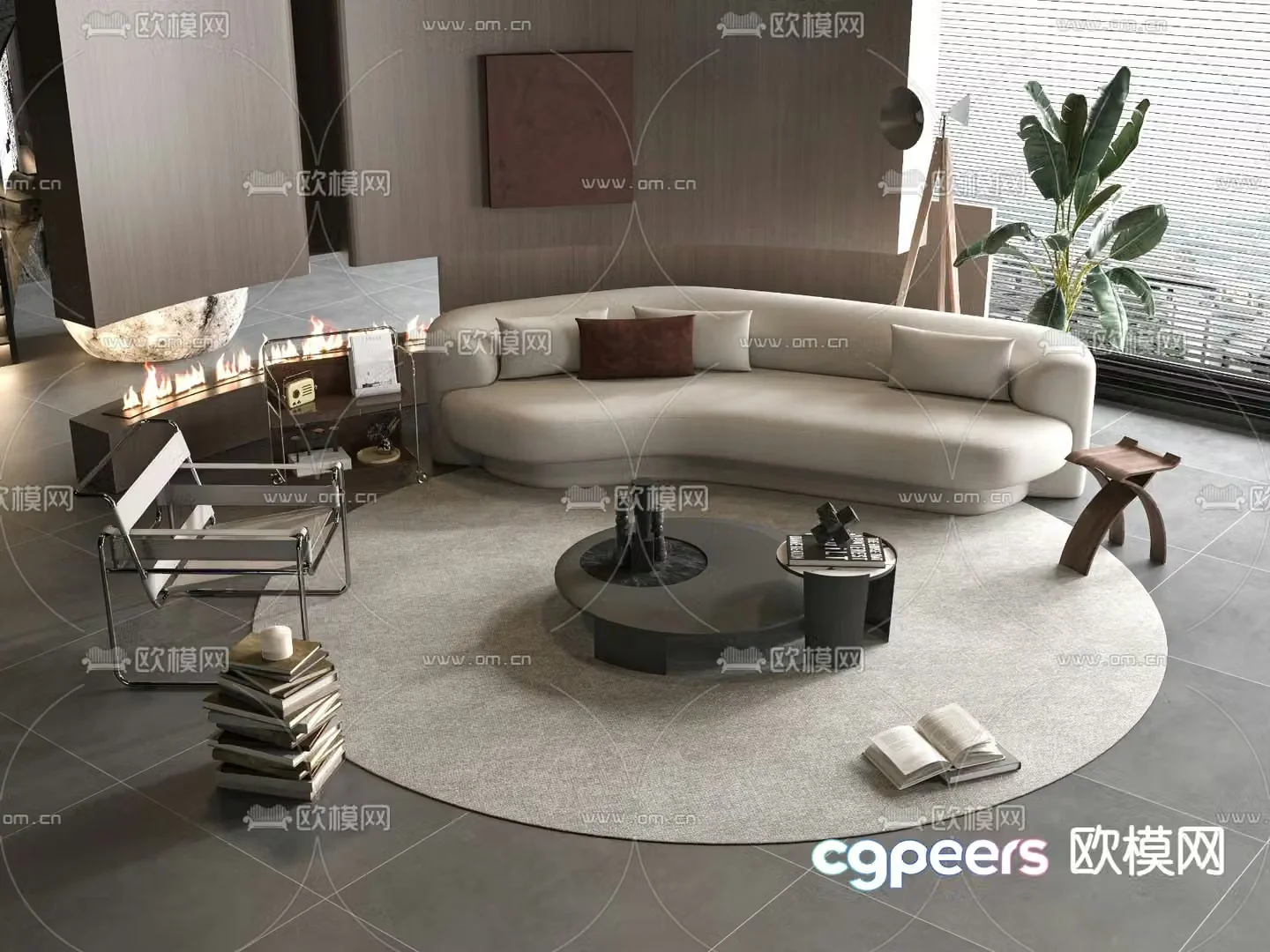 Modern modular sofa curved sofa 3d model